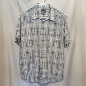Lucky Brand Men’s Shirt Short Sleeve Button Plaid Size Large 100% Cotton